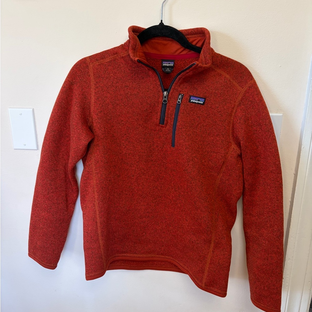Patagonia Boys Size 14 Better Sweater Quarter-Zip - Rust Orange